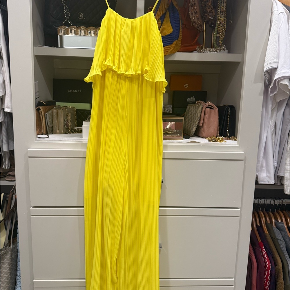 Zara Vibrant Yellow Pleated Jumpsuit